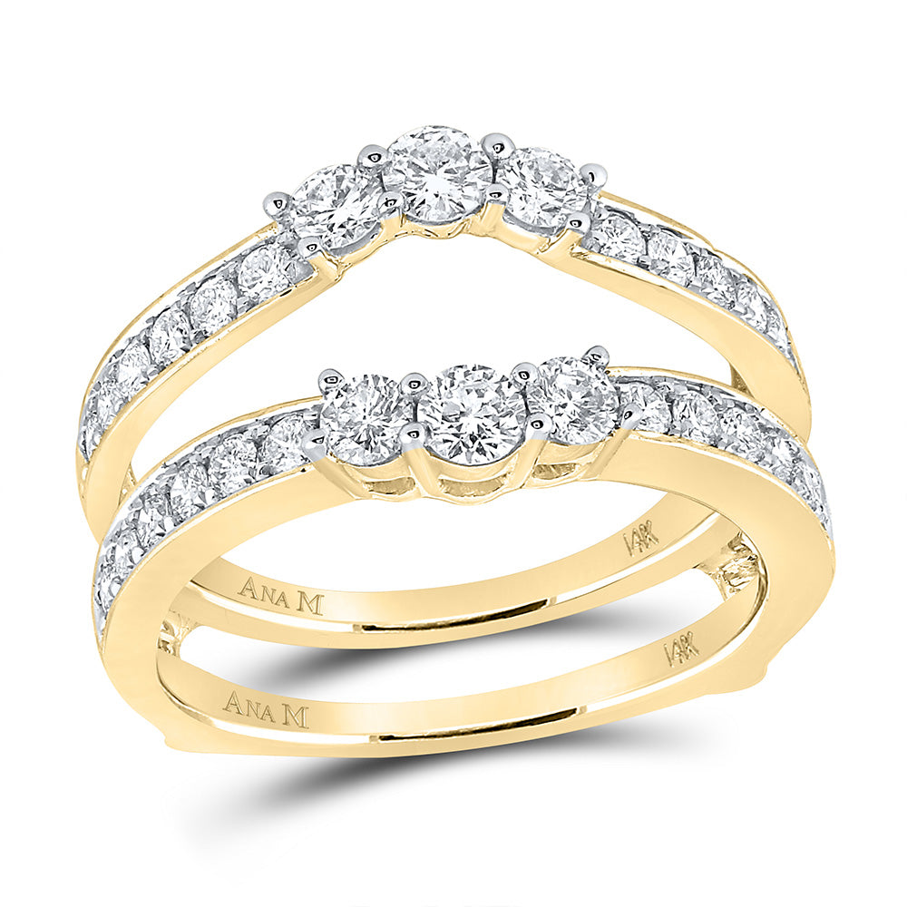 14K Yellow Gold Womens Round Diamond Wedding Wrap Ring Guard Enhancer 1 Cttw, Womens Size: 5-10