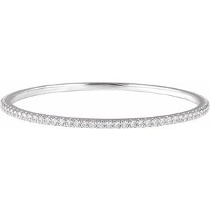 14K White Gold Round 2.4Mm G-H Si1-Si2 5 Ctw Lab-Grown Diamond Bangle Bracelet, Length: 8 In