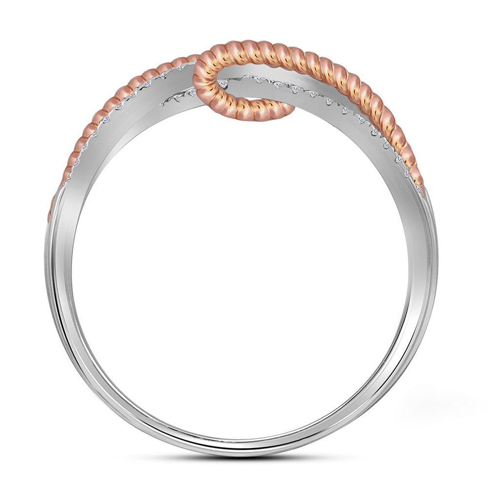 10K White Gold Womens Round Diamond Rope Fashion Band Ring 1/6 Cttw, Womens Size: 5-10