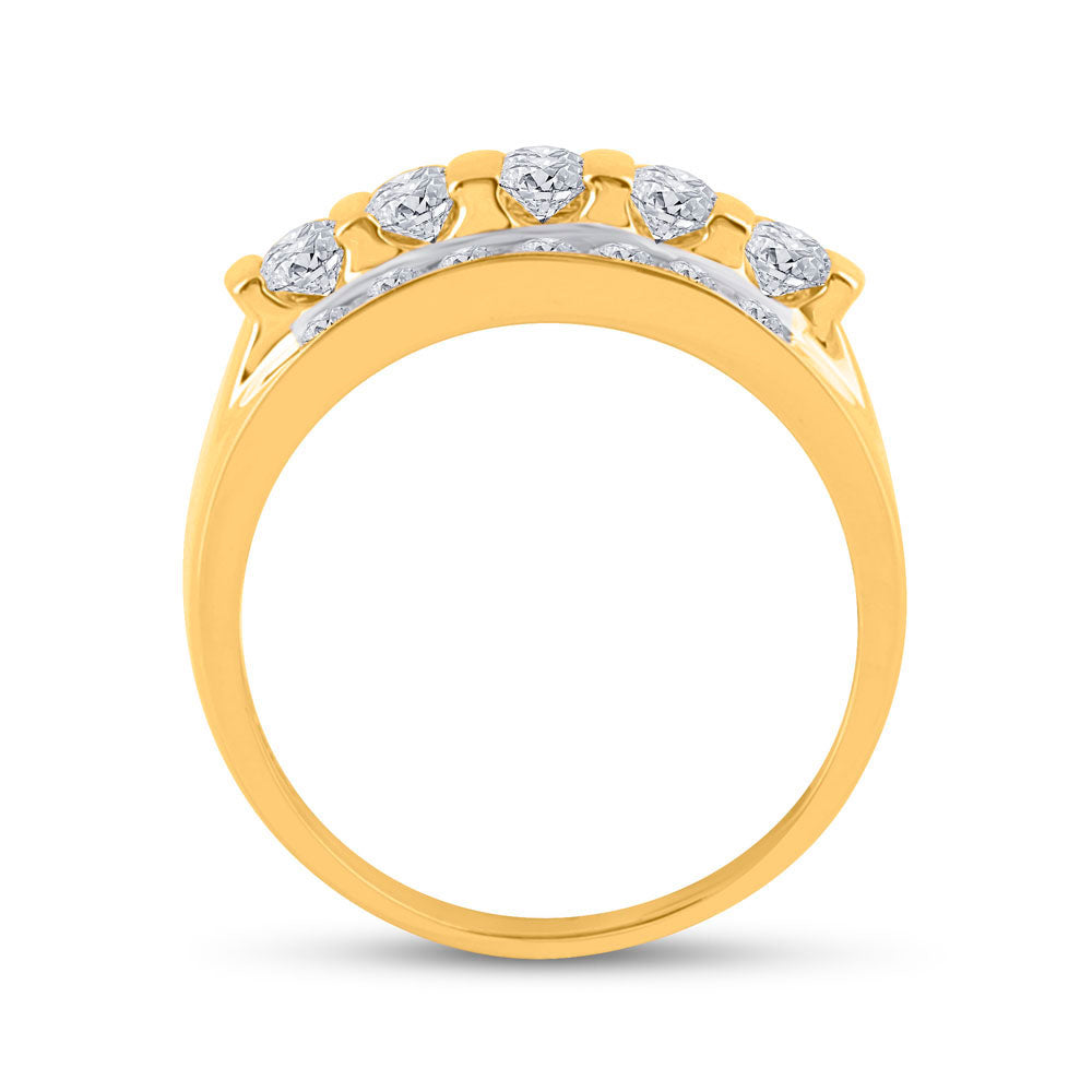 14K Yellow Gold Mens Round Diamond Wedding Channel Set Band Ring 2 Cttw, Mens Size: 7-13