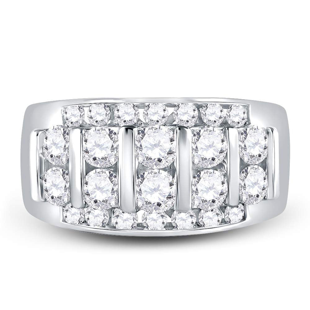 14K White Gold Mens Round Diamond Wedding Channel Set Band Ring 2 Cttw, Mens Size: 7-13