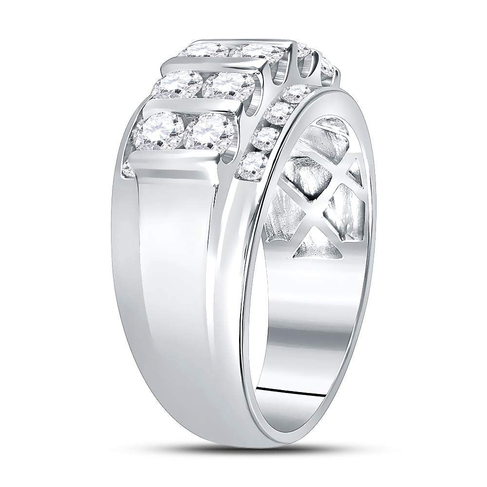 14K White Gold Mens Round Diamond Wedding Channel Set Band Ring 2 Cttw, Mens Size: 7-13
