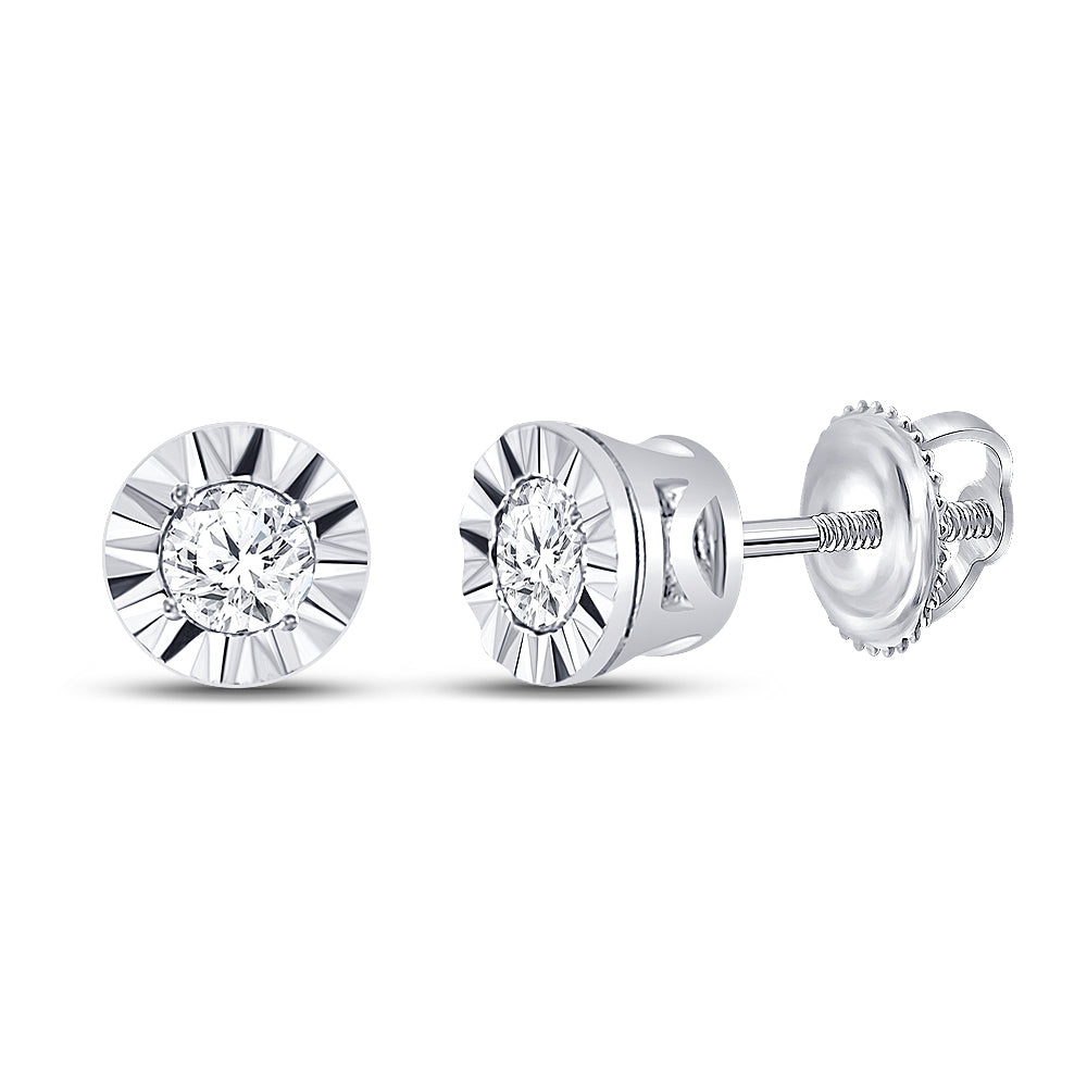 10K White Or Yellow Gold Womens Round Diamond Solitaire Illusion-set Stud Earrings