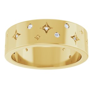 14K Yellow Gold Round 1.5 Mm G-H Si2-Si3 1/8 Ctw Natural Diamond Star Band Size 7