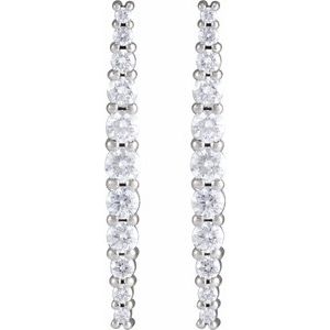 14K White Gold Round 3/8 Ctw Natural Diamond Graduated Drop Earrings