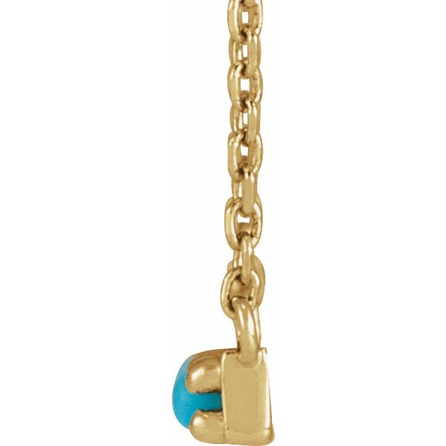 14K Yellow Gold 10-Stone Round 2 Mm 18 In Polished Cabochon Natural Turqouise Bar Necklace