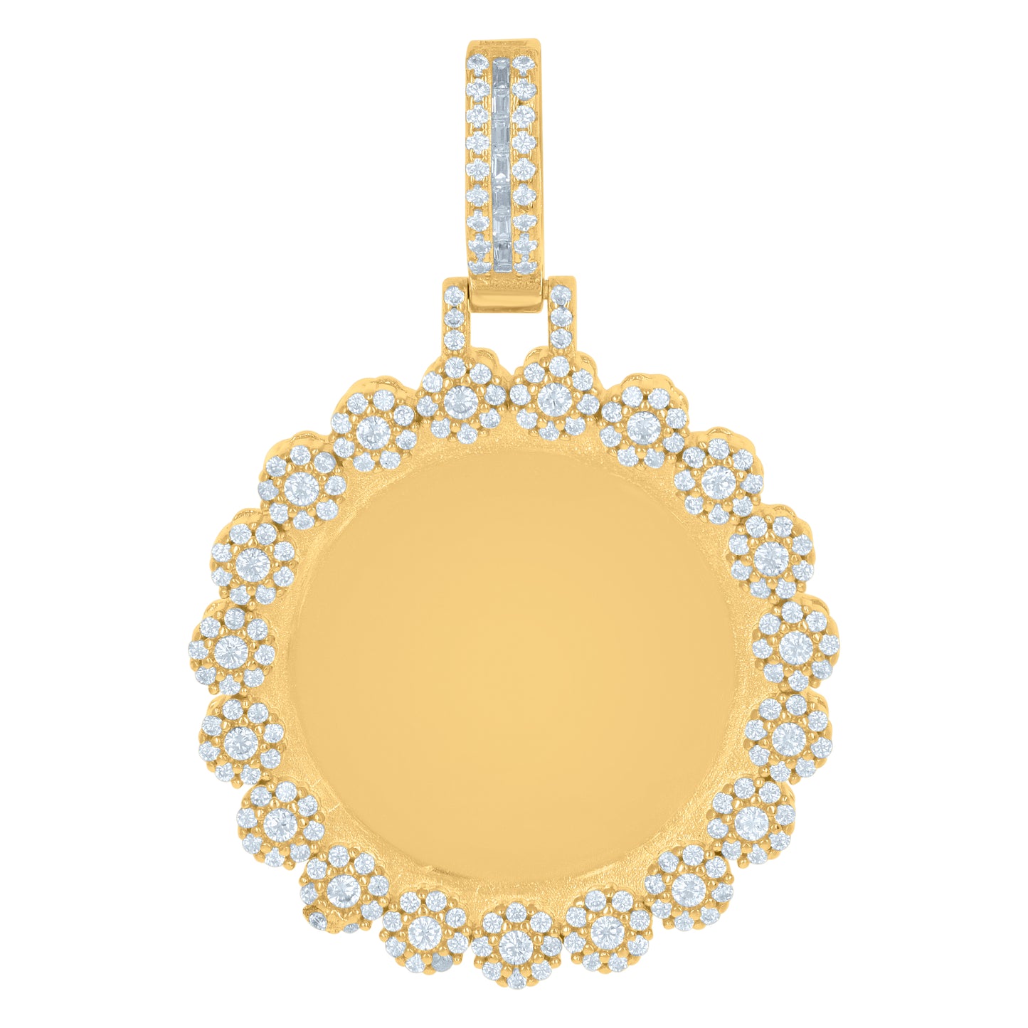 Sterling Silver Or Yellow-Tone Mens Cubic-Zirconia Picture Frame Charm Pendant