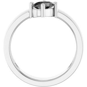 Sterling Silver Natural Gray Spinel Oval 7 X 5 Mm Polished Natural Gray Spinel Asymmetric Solitaire Ring Size 7