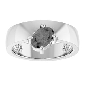 Sterling Silver Natural Gray Spinel Oval 7 X 5 Mm Polished Natural Gray Spinel Asymmetric Solitaire Ring Size 7
