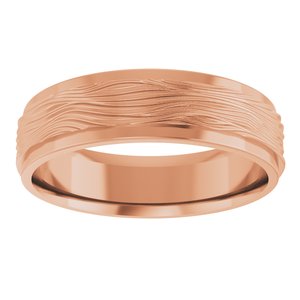 10K Yellow Or White Or Rose Gold 6 mm Stepped-Edge Textured Comfort-Fit Flat Band