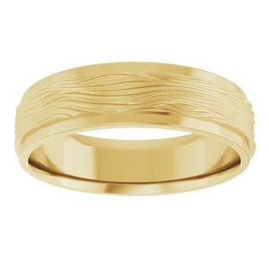 14K Yellow Gold 6 Mm Polished Alternative Texture Detail Wedding Band Size 7