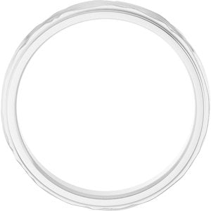 18K White Gold 6 Mm Polished Alternative Texture Detail Wedding Band Size 10