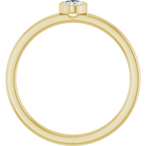 14K Yellow Gold Natural Diamond Oval 4.5 X 3.5 Mm Polished 1/5 Ct Natural Diamond Solitaire Bezel-Set Ring Size 7