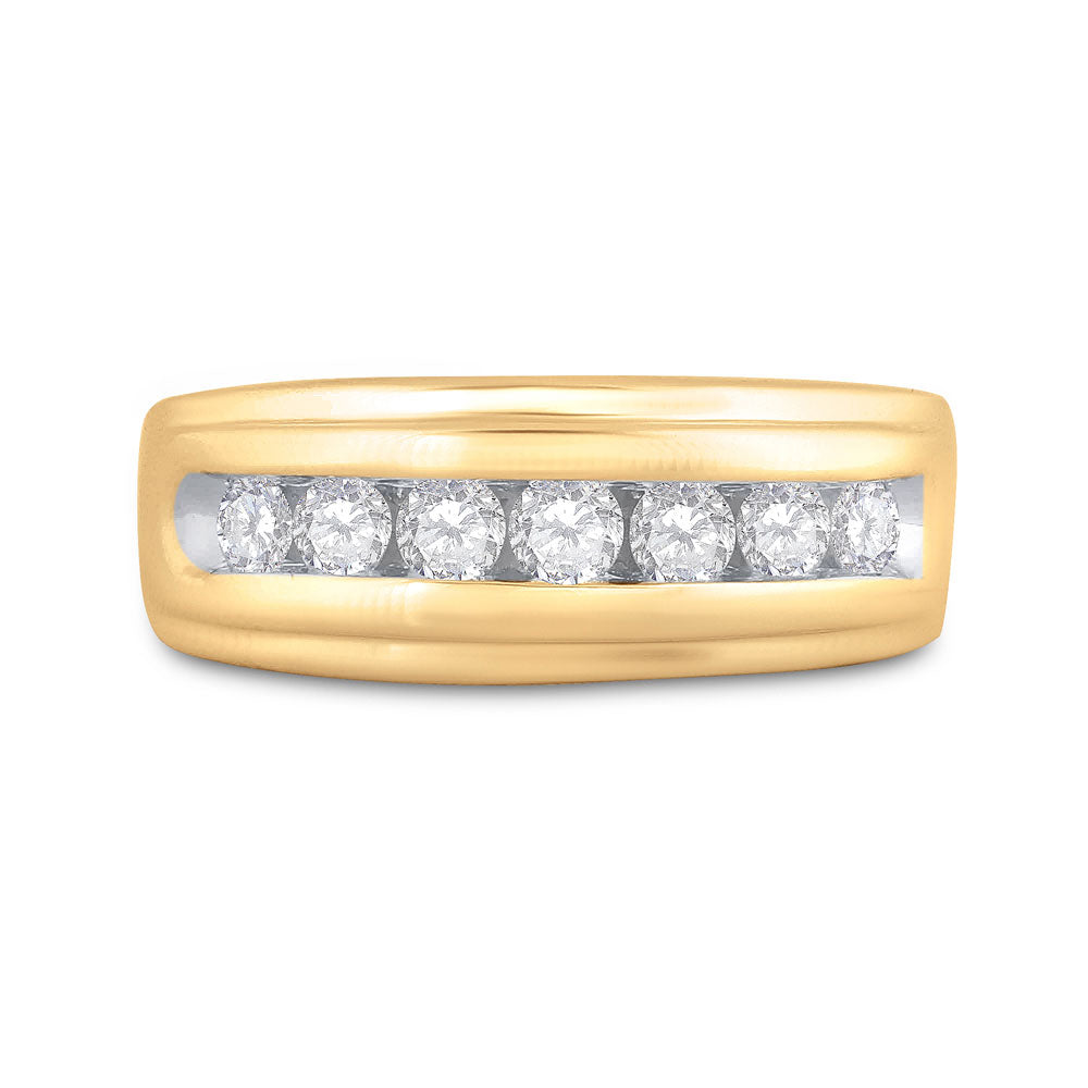 10K Yellow Gold Mens Round Diamond Wedding Channel-Set Band Ring 7/8 Cttw, Mens Size: 7-13