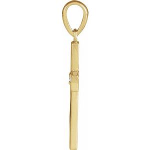 14K Yellow Gold Round 1.5Mm G-H I1 .015 Ct Natural Diamond Engravable Cross Pendant