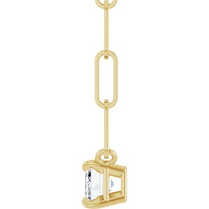 14K Yellow Gold Emerald 6 X 4Mm Fg Vs 5/8 Ct Lab-Grown Diamond Solitaire Claw Prong Necklace, Length: 16 In