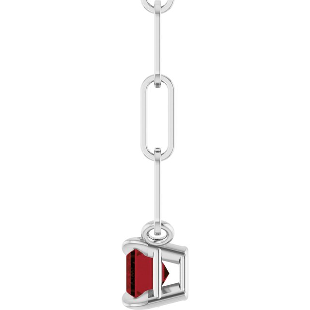 14K Yellow Gold Or Sterling Silver Emerald 6 X 4 Mm 18 In Polished Natural Mozambique Garnet Solitaire Claw Prong Necklace