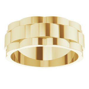 14K Yellow Gold Bead Blast/Polished 8.5 Mm Polished Watch Strap Band Size 10