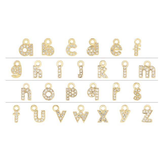 14K Yellow Or White Or Rose Gold Round .75 Mm I1, H+ Polished Natural Diamond Lowercase Initial Dangle
