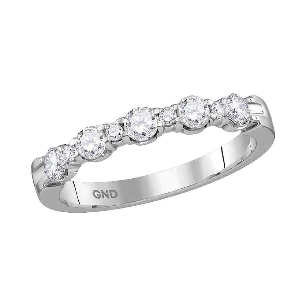 14K White Gold Womens Round Diamond Wedding Anniversary Band Ring 1/2 Cttw, Womens Size: 5-10