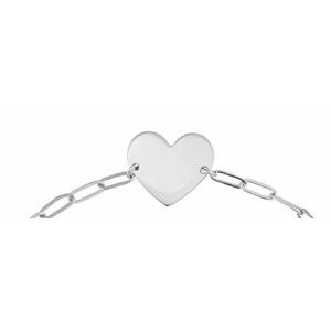 Sterling Silver 11 X 11 Mm 7 In Polished Engravable Heart Bracelet