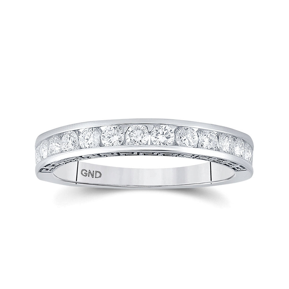 14K White Gold Womens Round Diamond Wedding Band 1/2 Cttw, Womens Size: 5-10