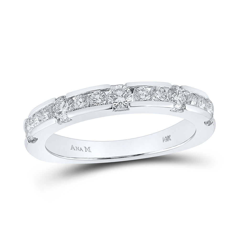 14K White Gold Womens Machine-set Round Diamond Wedding Band Ring 3/4 Cttw, Womens Size: 5-10