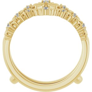 14K Yellow Gold Round  1.5 Mm Polished 1/6 Ctw Natural Diamond Ring Guard Size 7