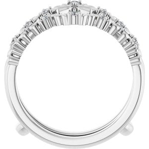 Platinum Round 1.5 Mm Polished 1/6 Ctw Natural Diamond Ring Guard Size 7