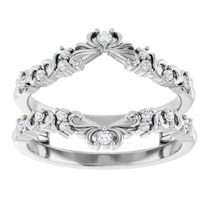 Platinum Round 1.5 Mm Polished 1/6 Ctw Natural Diamond Ring Guard Size 7