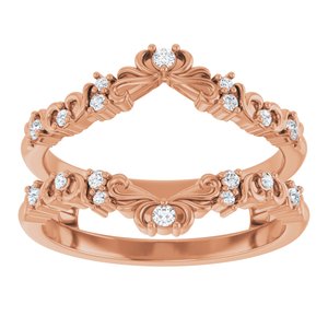 14K Rose Gold Round 1.5 Mm Polished 1/6 Ctw Natural Diamond Ring Guard Size 7