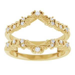 14K Yellow Gold Round  1.5 Mm Polished 1/6 Ctw Natural Diamond Ring Guard Size 7