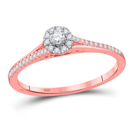 10K Rose Gold Round Diamond Solitaire Bridal Wedding Engagement Ring 1/5 Cttw, Womens Size: 5-10