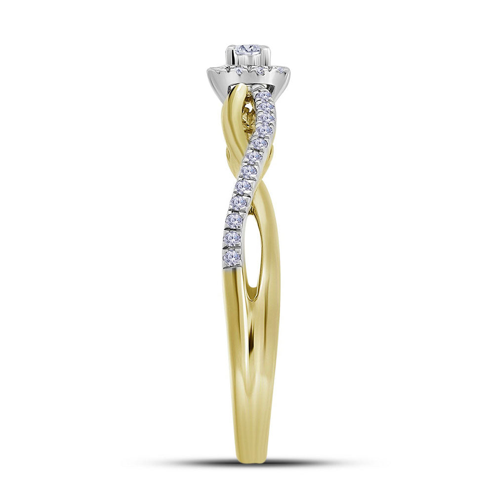 10K Yellow Gold Womens Round Diamond Solitaire Promise Ring 1/5 Cttw, Womens Size: 5-10