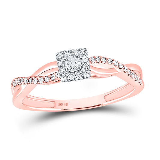 10K Rose Gold Round Diamond Solitaire Twist Bridal Wedding Engagement Ring 1/5 Cttw, Womens Size: 5-10