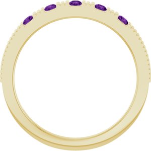 14K Yellow Gold Round 2 Mm Natural Amethyst Stackable Birthstone Ring Size 7