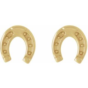 14K Yellow Gold 6.08 X 5.71 Mm Pair Friction Backs Polished Horseshoe Earrings