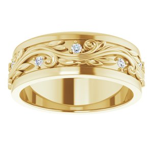 14K Yellow Gold Round 1.8 Mm G-H Si2-Si3 1/4 Ctw Natural Diamond Band Size 10.5