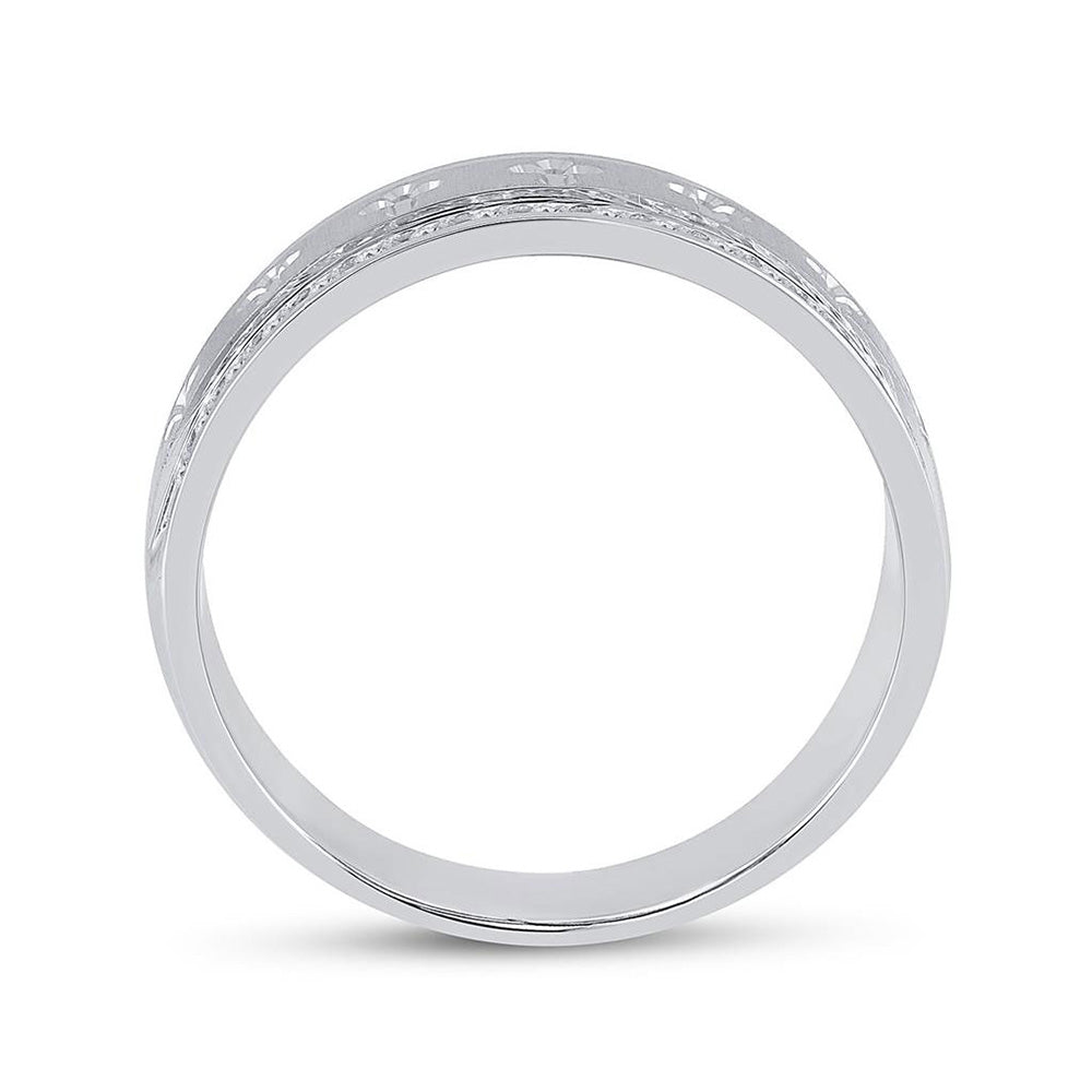 14K White Gold Mens Round Diamond Wedding Cross Band Ring 1/2 Cttw, Mens Size: 7-13
