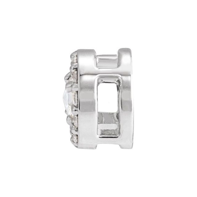 14K White Gold Round 3Mm Vs/Si1, I1, Ghi, G-H Polished 1/8 Ctw Rose-Cut Natural Diamond Halo-Style Pendant Slide
