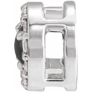Sterling Silver Round 4Mm G-H I1 Cabochon Natural Onyx And .06 Ctw Natural Diamond Halo-Style Pendant Slide