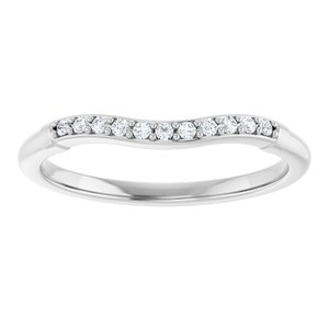 14K White Gold Round All Sizes Si2-Si3, G-H :: 0.07 Ctw Polished .07 Ctw Natural Diamond Matching Band