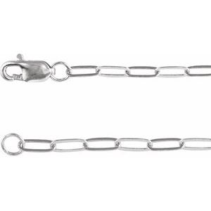 10K Yellow Or White Or Rose Gold 2.1 mm Lobster Clasp Paperclip-Style Chain