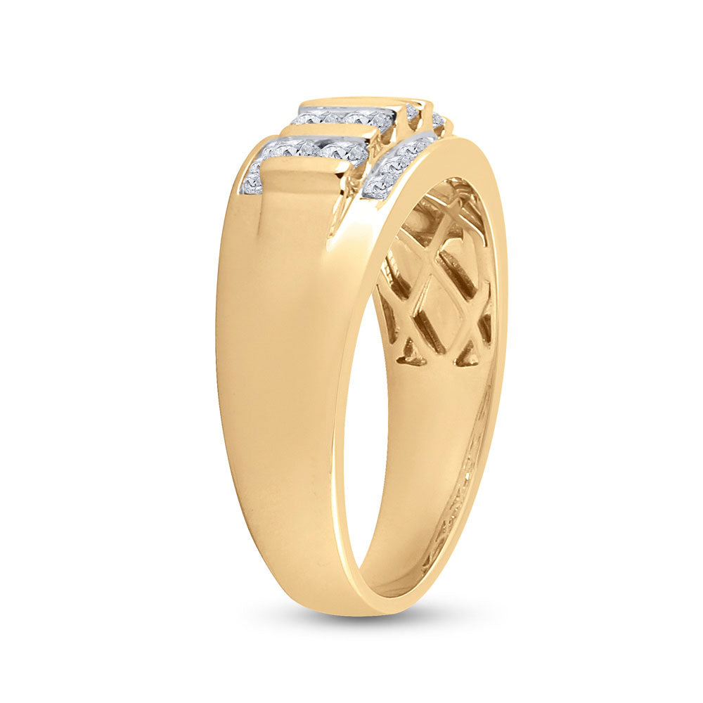 14K White Or Yellow Gold Mens Round Diamond Wedding Channel Set Band Ring , Mens Size: 7-13