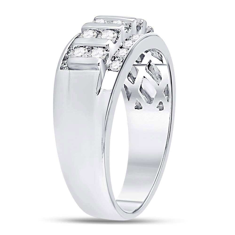 14K White Or Yellow Gold Mens Round Diamond Wedding Channel Set Band Ring , Mens Size: 7-13