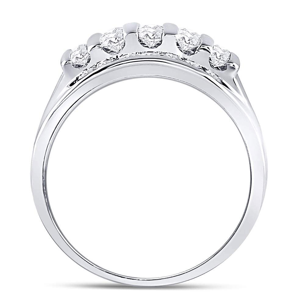 14K White Or Yellow Gold Mens Round Diamond Wedding Channel Set Band Ring , Mens Size: 7-13