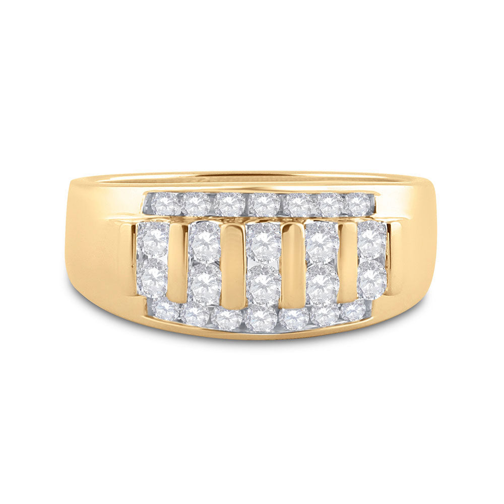 10K Yellow Gold Mens Round Diamond Wedding Band Ring 1 Cttw, Mens Size: 7-13