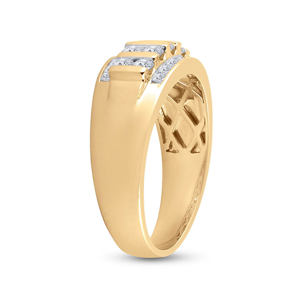 10K Yellow Gold Mens Round Diamond Wedding Band Ring 1 Cttw, Mens Size: 7-13