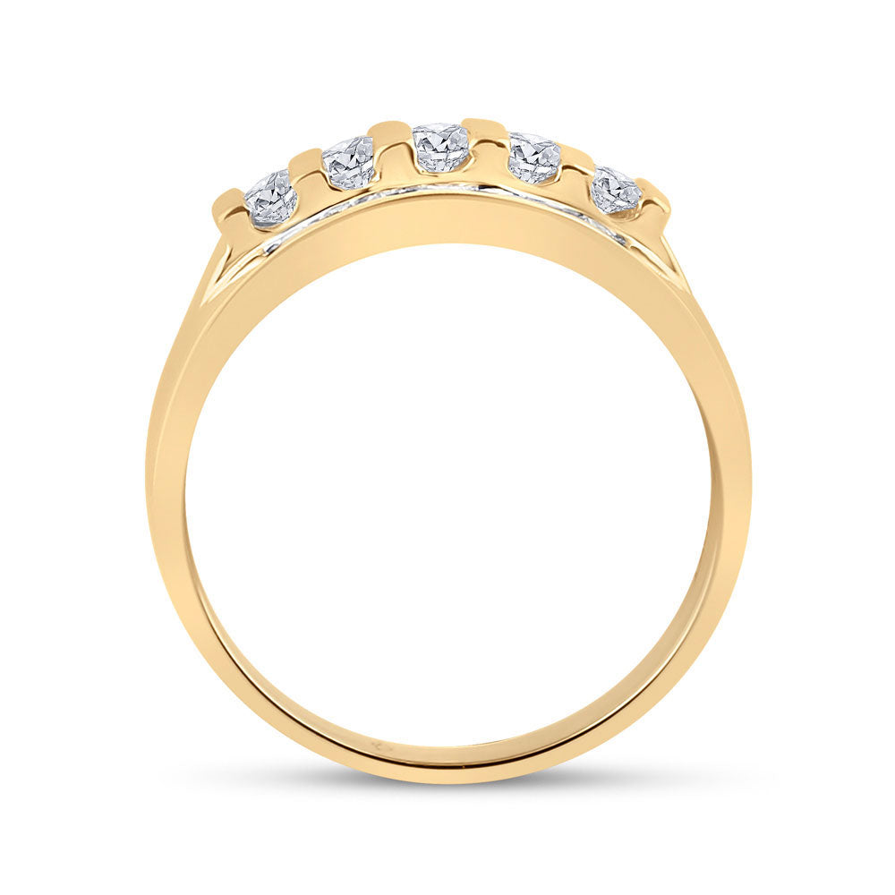 10K Yellow Gold Mens Round Diamond Wedding Band Ring 1 Cttw, Mens Size: 7-13