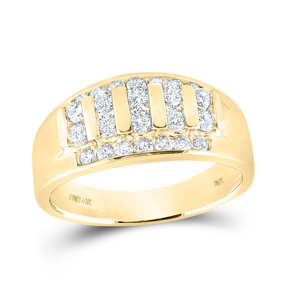 10K Yellow Gold Mens Round Diamond Wedding Band Ring 1 Cttw, Mens Size: 7-13